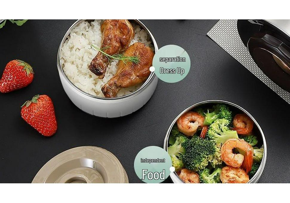 316 Stainless Steel Insulated Portable Lunch Box for One - Double Layer Vacuum Design for Home, Office, or School.