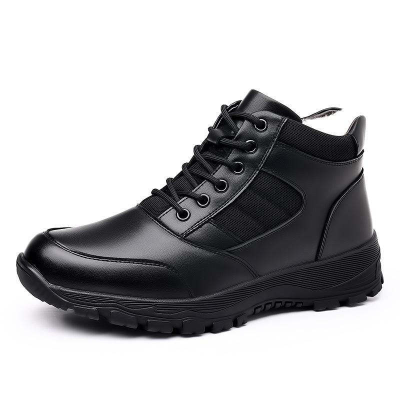Warm cotton shoes men's winter velvet outdoor sports leisure high-top leather shoes genuine leather wool cold-proof snow boots