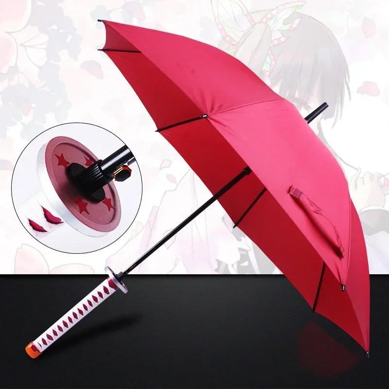 8 Bones Anime Umbrella with Long Handle Windproof Samurai Sword Japanese Ninja-like Sun Rain Straight Beach Umbrella for Gifts
