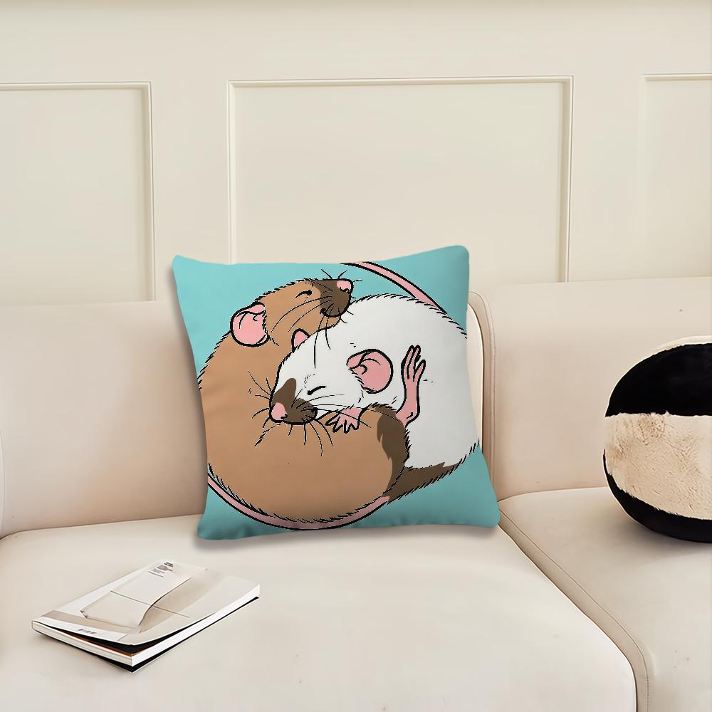 Süßer Cartoon-Ratten-Kissenbezug Kissenbezug Dekoration Zimmer Zuhause Sofa Wohnzimmer Büro Auto Nordische Schlichtheit