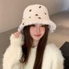 Fashion Versatile Hat Women's Autumn and Winter Thickened Warm Imitation Lamb Wool Bucket Hat Fresh and Sweet Casual Basin Hat