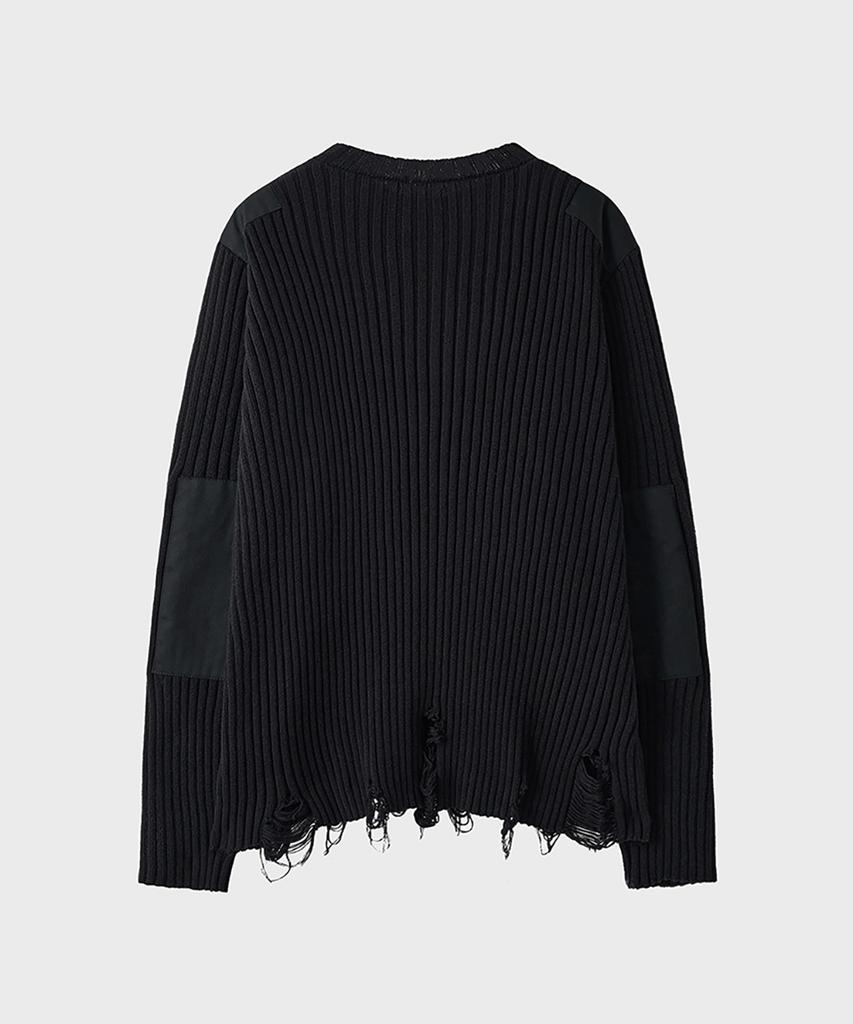 NOIRER Cotton Damaged Combat Knit (Black)