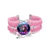 1Pc Demon Hunters KPOP Cartoon Time Gem Bracelet, Leather Braided Blue Multi Layer