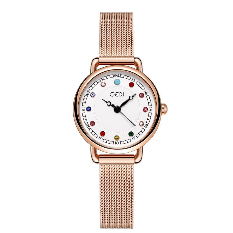 Birthstone Women'S Watch Small And Exquisite Waterproof Quartz Watch Niche High-End Women'S Watch Colorful Dial