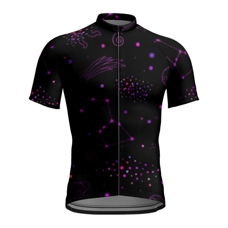 Mens Cycling Jersey Short Sleeve Breathable Quick-Dry Print Bike Shirt Road Riding