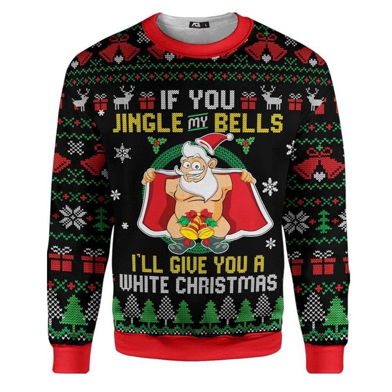 3d Print Santa Claus Playing Hockey Graphic Sweatshirts Men's Merry Christmas Crew Neck Pullover Sweater New In Xmas Hoodie