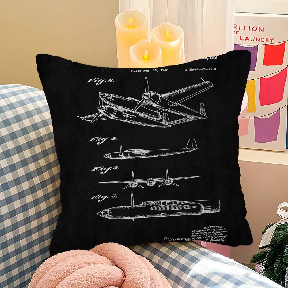 Aircraft Patent Personalized Pillow Cover Kids Bedroom Wild Party Decor Pillowcase Kid Birthday Shower Gift