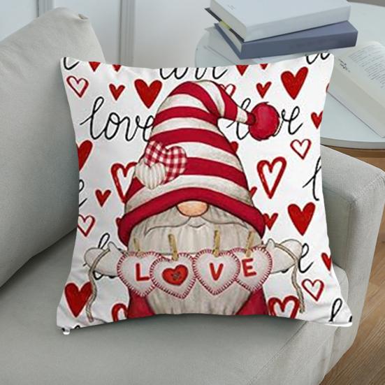Valentine's Day Pillow Covers Red Buffalo Plaid Gnomes Design Machine Washable Festive Home Decoration Single-sided Printing Pillowcases