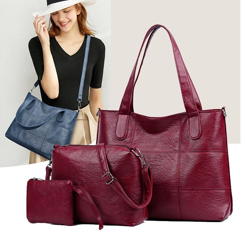 

Классическая однотонная сумка через плечо для женщин из искусственной кожи большой емкости, повседневная, простая, комбинированная, ретро, элегантная, новая