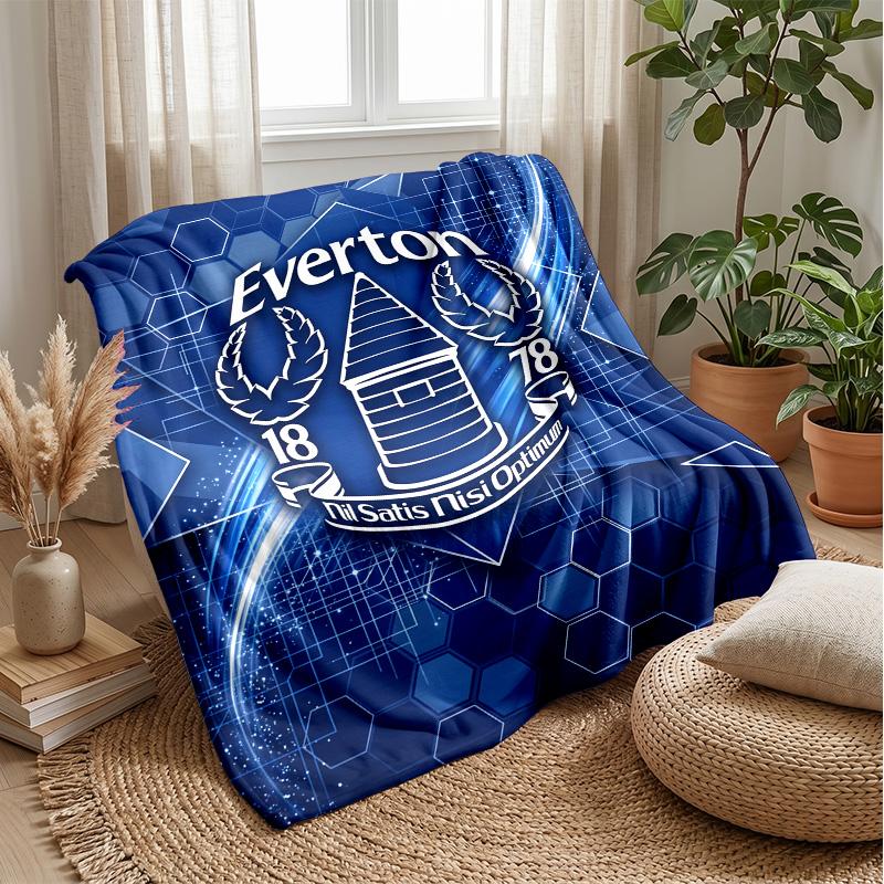 Everton Football Print Flannel Blanket, Soft Warm Lightweight Throw Blanket for Sofa Bed Camping