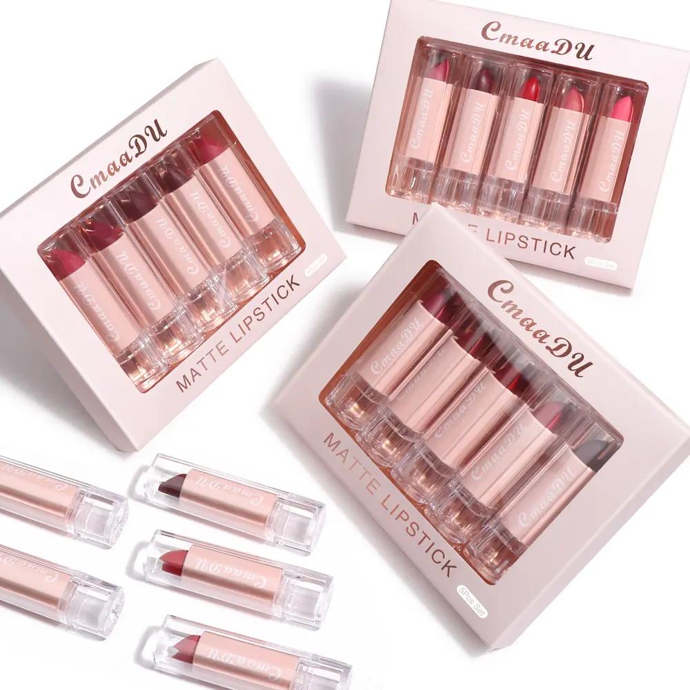 Set of 5 Cmaadu Moisturizing Matte Lipsticks, Easy to Apply