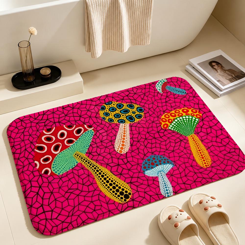 Artist-Yayoi KusamaS Floor Mat Soft Non-Slip Bath Mat, Bedside Carpet, Absorbent Doormat for Home