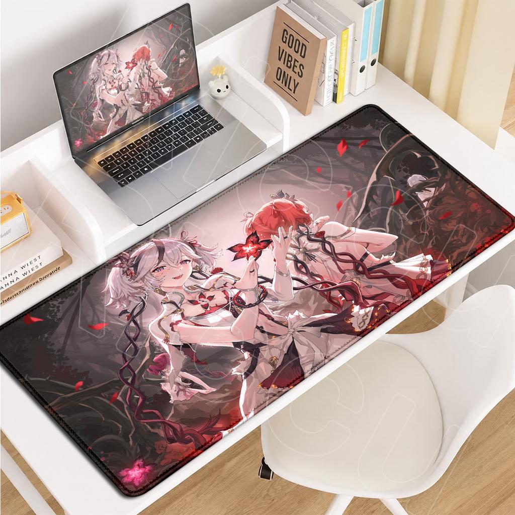XXL Wuthering Waves Camellya Game Mousepad Large Computer Keyboard Mat Kawaii Anime Table Carpet PC Rubber Accessories 900x400mm