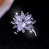 Cute Female White Zircon Stone Flower Snowflake Ring Charm Silver Wedding Jewelry For Women