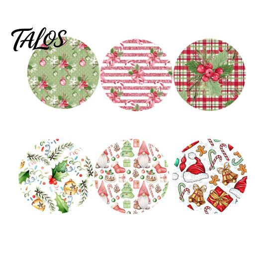 Rutschfeste Holzmatten 4/6 Stück Weihnachts-Tier-Untersetzer, Festliche Karomuster-Blumen-Runde Getränkebecher-Untersetzer Matten, Tischdekorationen für Zuhause Büro