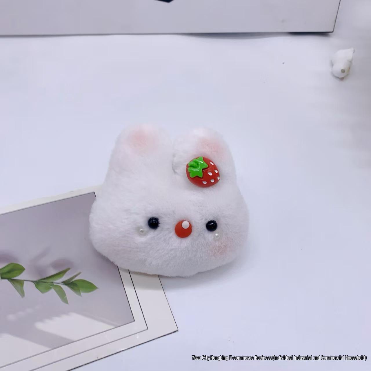 Pearl Rabbit Squeaky Bowtie Plush Toy & Bag Pendant Silver Chain + Squeaky
