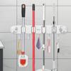Broom Hook Holder Wall Mount Mop Organizer Vacuum Suction Cup Broom Hanger with 4 Racks and 5 Hooks Kitchen Bathroom Accessories
