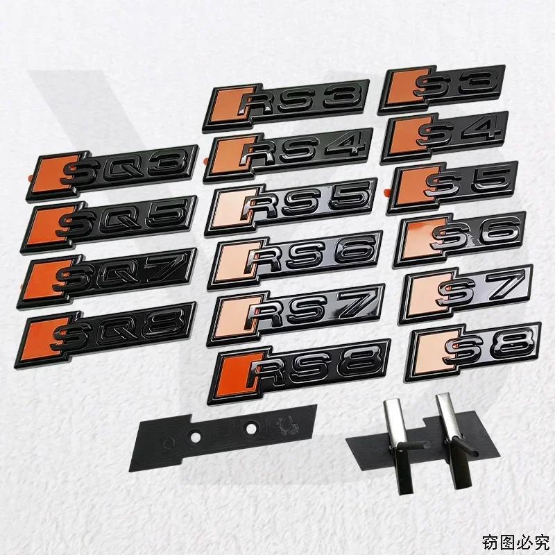 2026 Hot ABS for tt Sline S3 S4 S5 S6 S7 S8 SQ3 SQ5 SQ7 SQ8 RS3 RS4 RS5 RS7 RS8 Car Front Grille Emblem Badge Sticker Decal Accessories