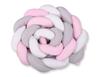 Braided Cot Bumper XXL - White, Gray, and Pink