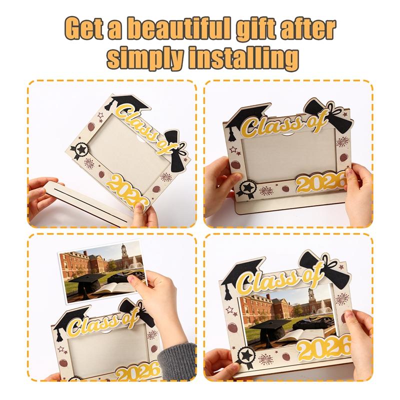 Graduation Wooden Tabletop Photo Frame Class of 2026 Grad Gift for Senior College Tabletop Decorative Photo Frame Drop Shipping