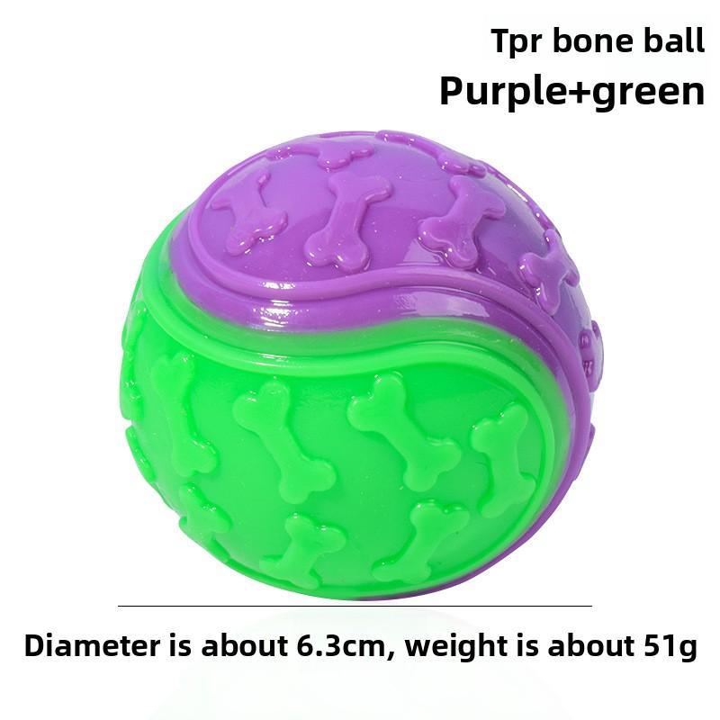Pet Toy - Two-color Bone Imprint C-shaped Ball Sound-producing Ball - Durable and Chewable Toy for Puppies - Small Dog Toy Ball