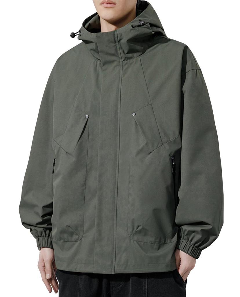 OKJCON Ensfarvet Plussstørrelse Herre Høst/Vinterfrakk, Casual, Business, Stilig, (3XL, Grønn)