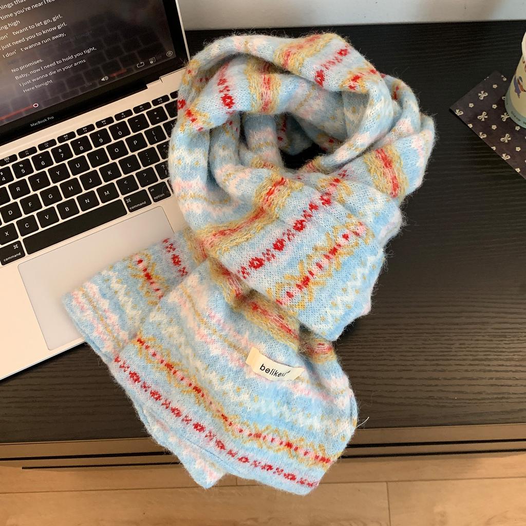 Fair Island Contains Knitted Scarves for Women, Warm In Autumn and Winter, Thickened and Cold-proof, Student Neck Protection, and Advanced Atmosphere