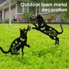 Garden Animal Silhouette Stakes Cat Chicken Iron Metal Statues Decorative Lawn Yard Outdoor Finish Hollow out Stakes