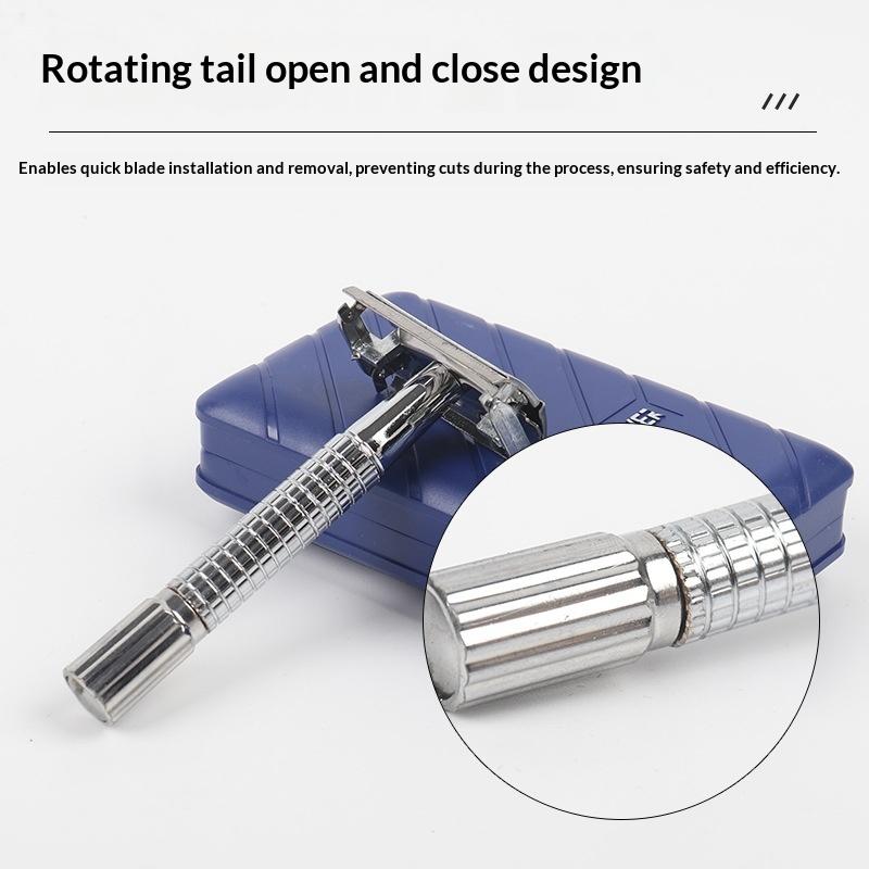 1 Set Stainless Steel Manual Handle Razor Exquisite Retro Safety Razor Double Edge Facial Shave Barber