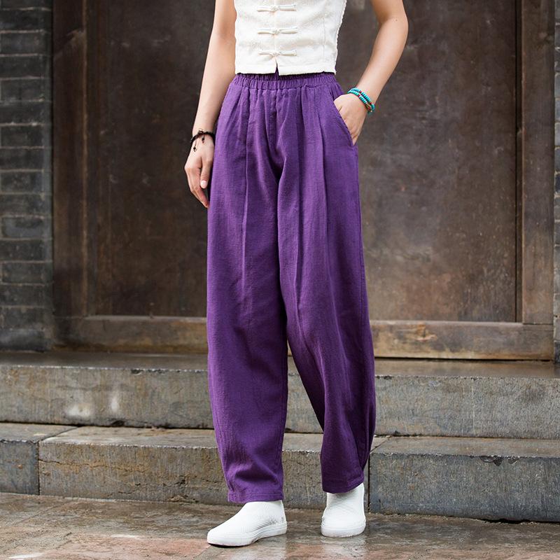 2026 Spring/Summer Women's Cotton Linen Slimming Lantern Pants - Sand Washed Loose Fit.
