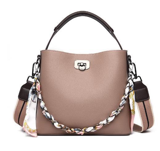 Bag New Product Design Niche Bucket Bag ODM Generation Leather Lychee Pattern Portable Messenger Bag Free Silk Scarf