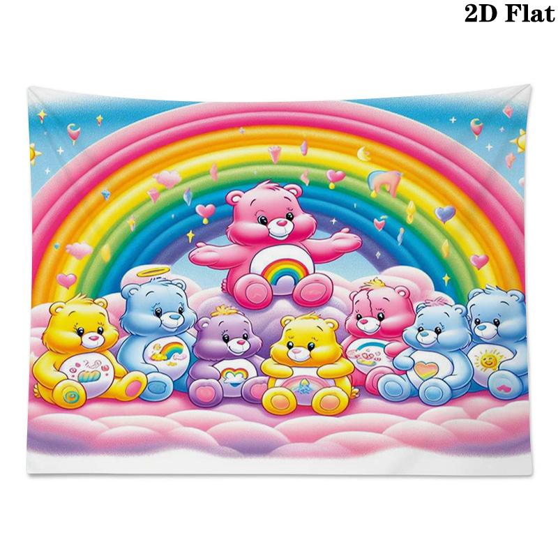 Cartoon Care bears Wall Tapestry Aesthetic Wall Hanging Printed Fabric Blanket Decorative Tapestries for Bedroom Living Room Home Decor