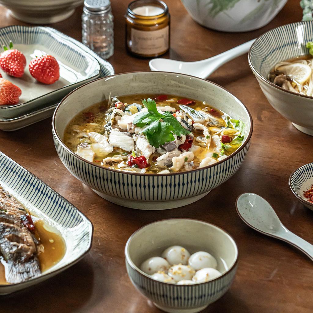 Premium Sense Bowl Plate Household Ceramic New Year'S Eve Dinner Plate Set High Value Dining Plate Tableware Dish Plate Fish Plate