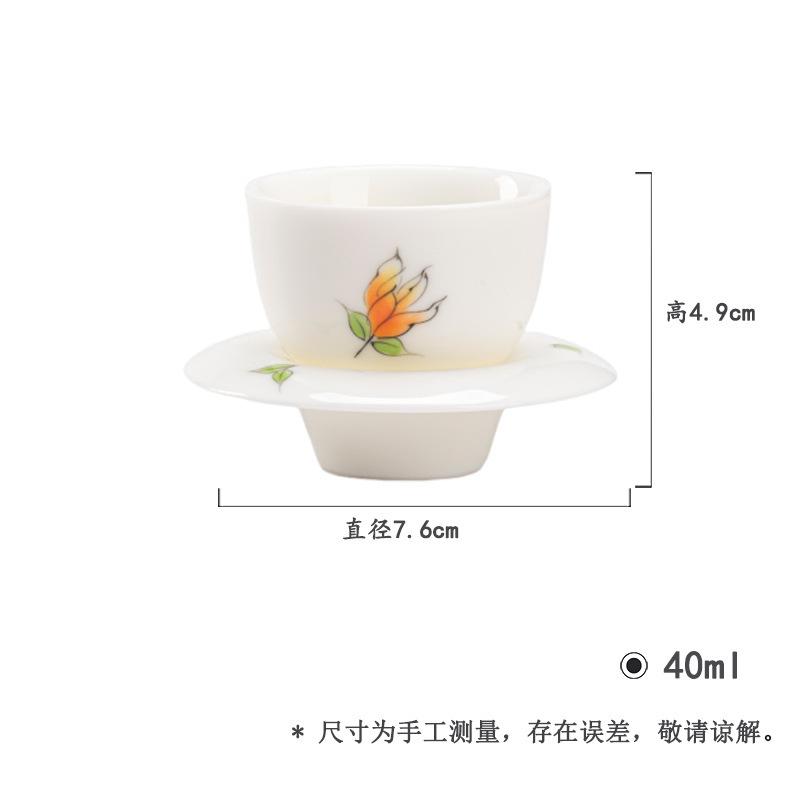 

40ml Jade Clay White Porcelain Hand-painted Buddha Hand Flower Teacup Boutique Tea Bowl Tea Pair Personal Cup Chazhan Teaware