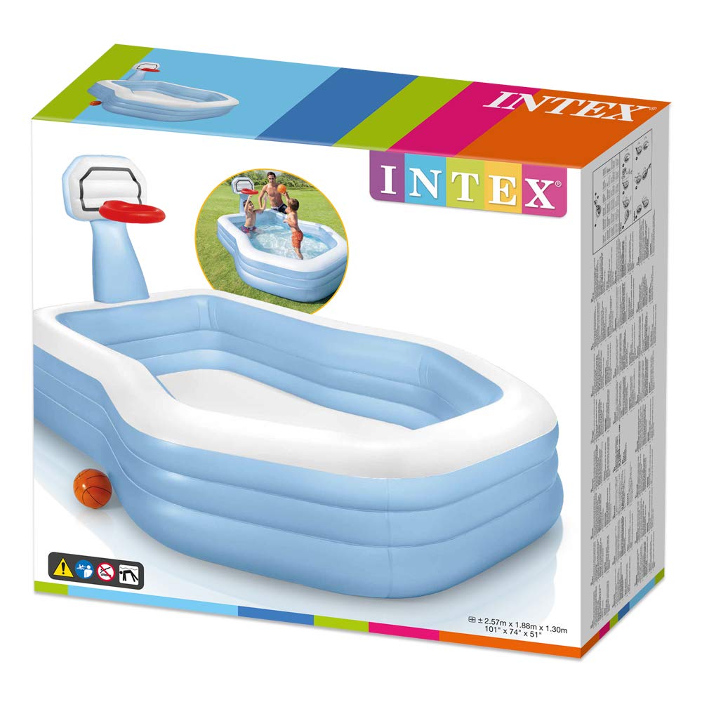INTEX Swim Center Shooting Hoop Family Pool, 257 x 188 x 130 cm (Official Japanese Product), Product Number 57183