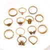 Set of Rings, Vintage Crown, Big Palm, Elephant 13-piece Set of Rings