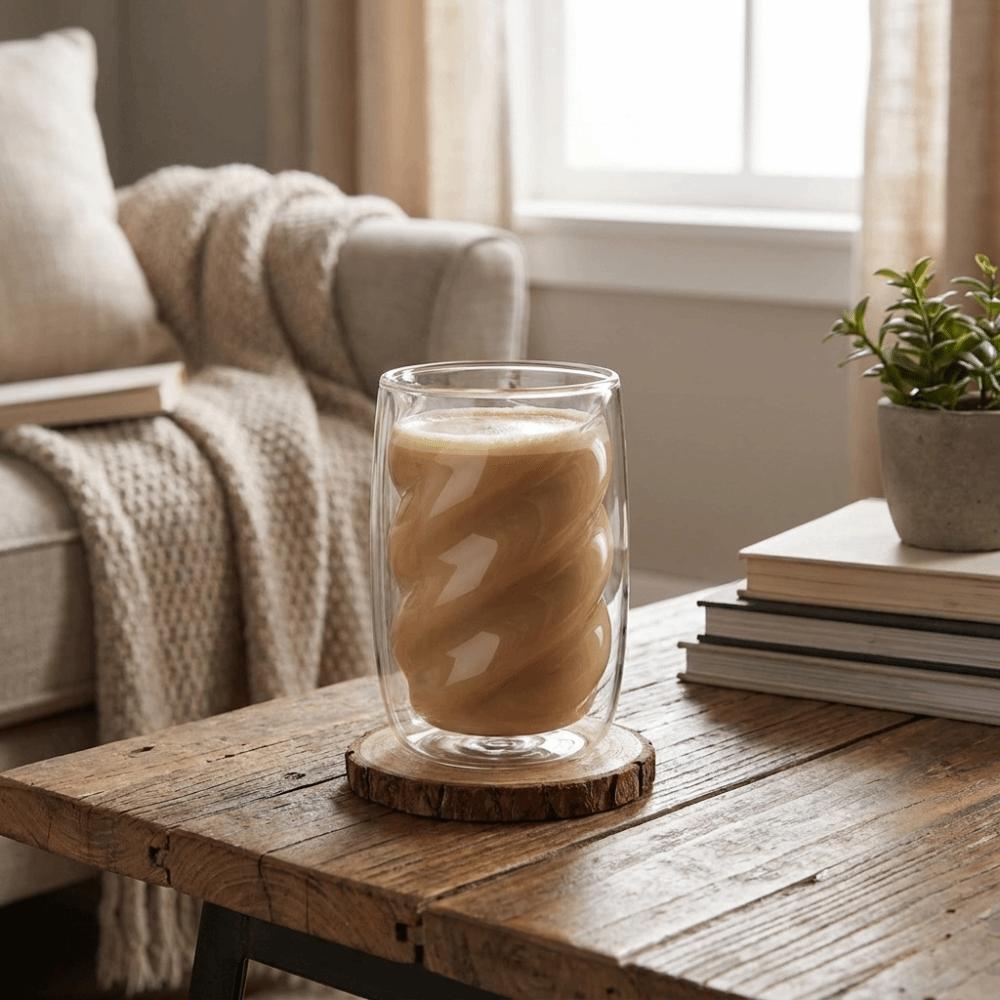 Taza de Café de Doble Pared con Diseño Retorcido Vaso Transparente para Jugo Vaso de Agua Vaso de Cerveza Uso en Bar