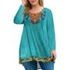 Women's Plus Size Top, Garden Collar Long Sleeved Shirt, Fashionable Floral Print Casual Top