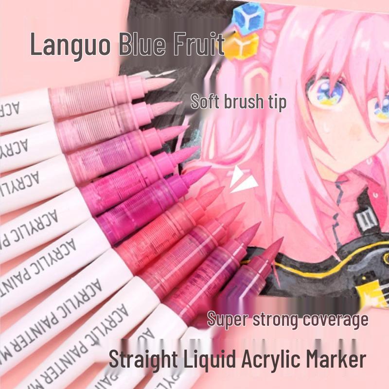 Blue Fruit Direct Liquid Acrylic Marker Pen for Kids - Large Capacity Soft Tip for Watercolor Painting