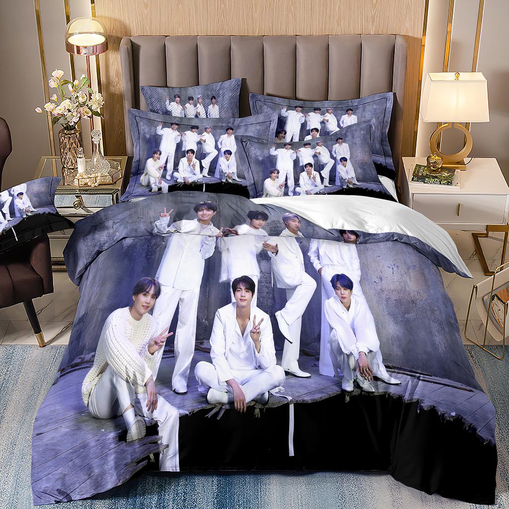 B-bts Men's group Music Duvet Cover Set Comfortable and Warm Bedding Set for Decorating Your Bedroom and Enhancing Home Life