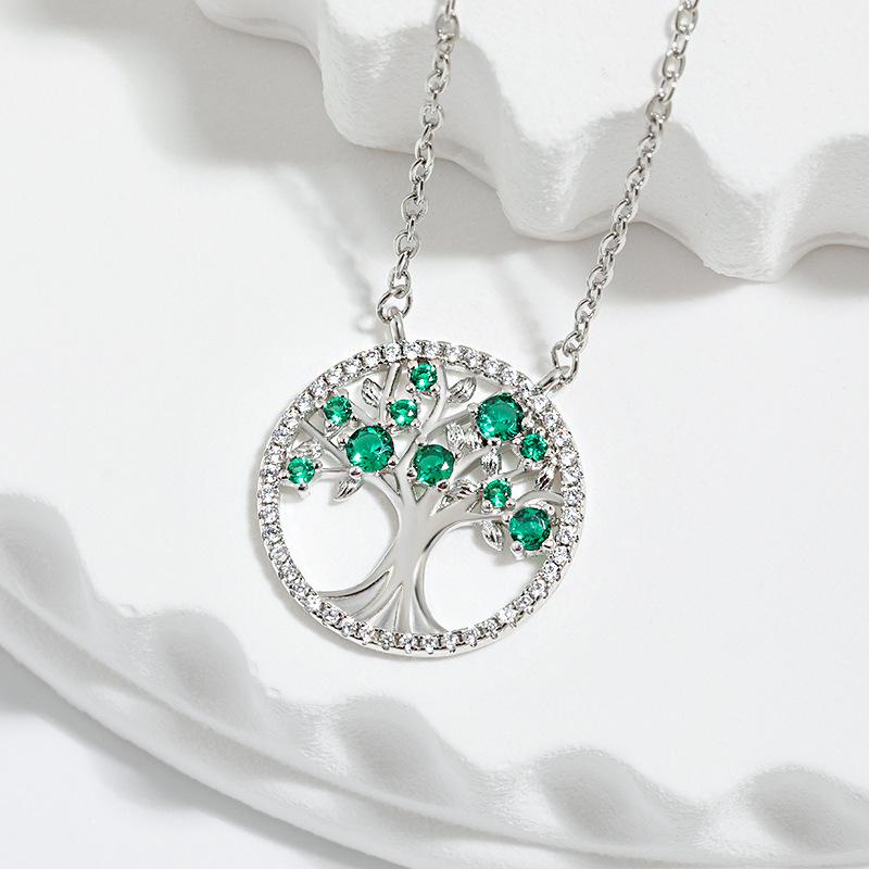 Color Zirconium Law Necklace Women, Religious Belief Hollow Nature Tree of Life Necklace