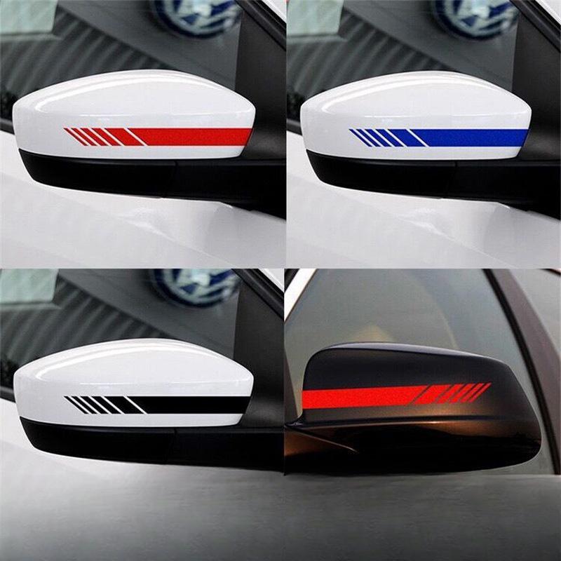 2Pcs Universal Auto Car Sticker Non Fading Fashion Color Stripe Car Sticker Racing Strips Side Rear View Mirror Decor Decal