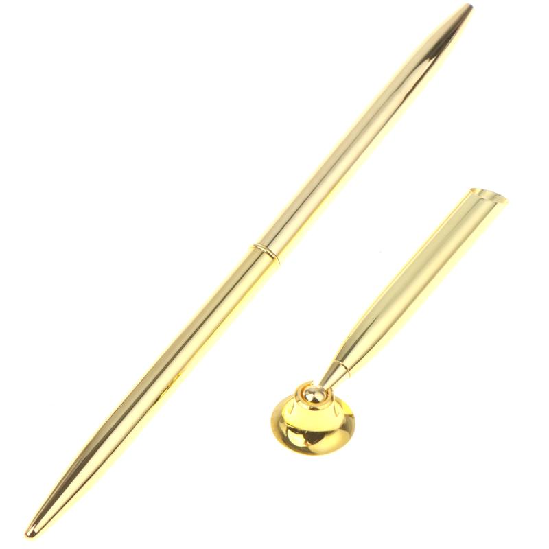 Retro Metal Ballpoint Pen Set With Heavy Duty Base Stand Long Lasting Ink for Office Wedding Signature Business Events