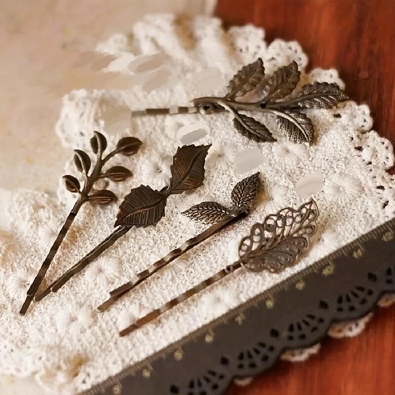 5Pcs Vintage Forest-Themed Hair Clip Featuring Handmade Retro Leaf Designs, Perfect for a Fresh And Artistic Look
