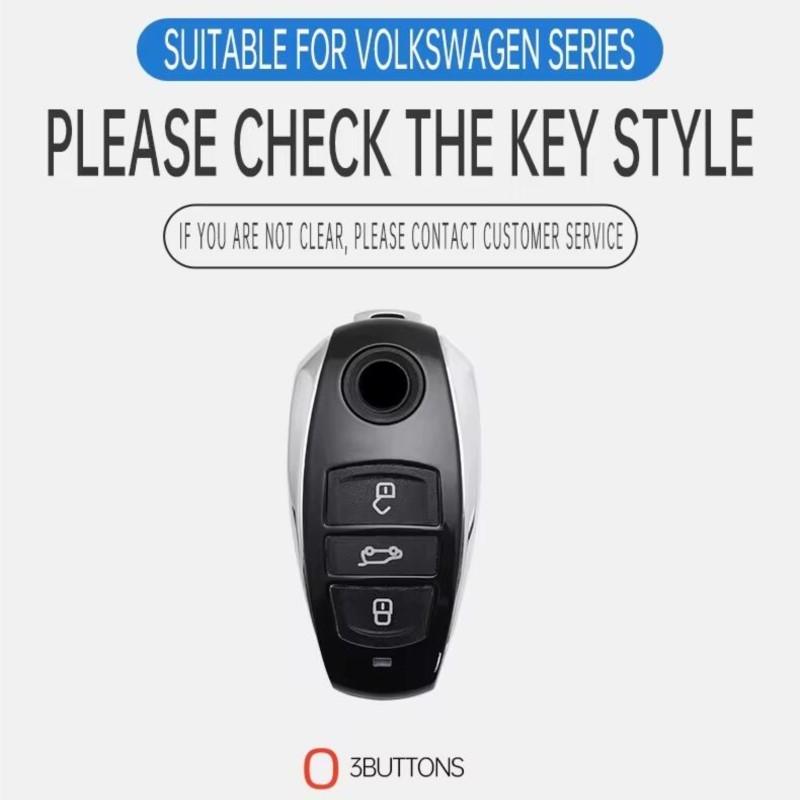 Zinc Alloy Leather Car Key Cover Case Fob Holder For VW Volkswagen Touareg 2011 2012 2013 2014 2015 2016 2017 2018 Accessories