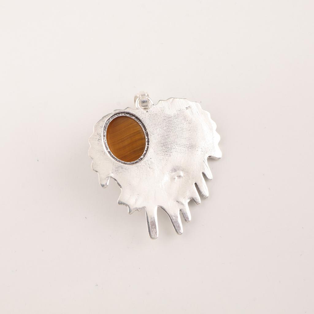 Yellow Tiger Eye Gemstone 925 Sterling Silver Handmade Antique Pendant 1.49" CP-28-28