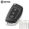 KEYYOU Flip Remote Car Key Shell Case For Hyundai Solaris IX35 IX45 ELANTRA Santa Fe HB20 Verna HY15/HY20/TOY40 Blade 3 Buttons