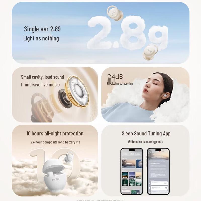 SANAG J20S True Wireless Noise Cancelling Sleep Earbuds