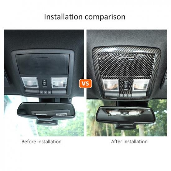 3pcs Roof Reading Light Lamp Cover Trim for Dodge Challenger 2015 + Carbon Fiber