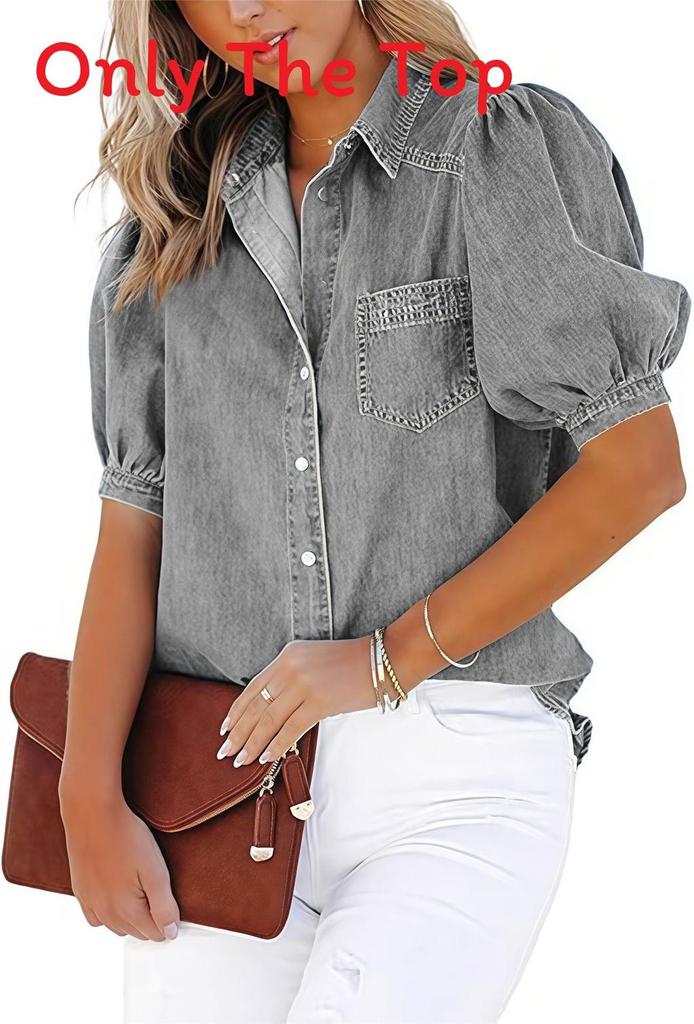 Cotton Blended Short Sleeve Shirt With Color Blocking For Office Women